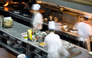 Chefs working in a restaurant's kitchen